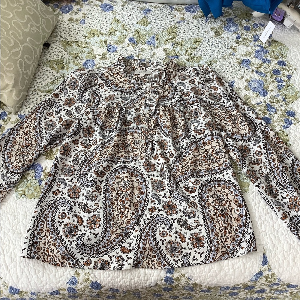 LOFT Floral Paisley Button-Up Blouse